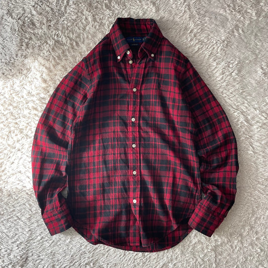 ラルフローレン 美品 現行 ネルシャツ XS 黒赤チェック