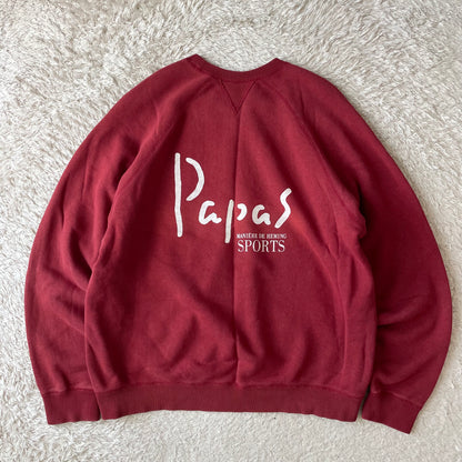 パパス 美品 PAPAS 両V ラグランスリーブ スウェット M ボルドー