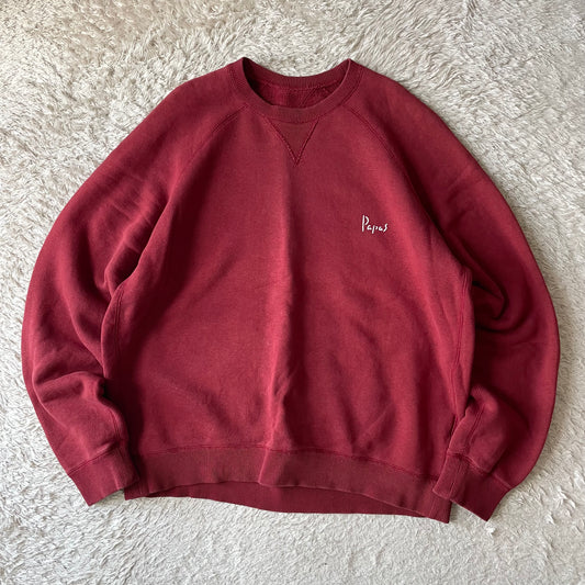 パパス 美品 PAPAS 両V ラグランスリーブ スウェット M ボルドー