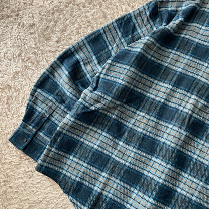 パパス 美品 PAPAS ネルシャツ L 青チェック