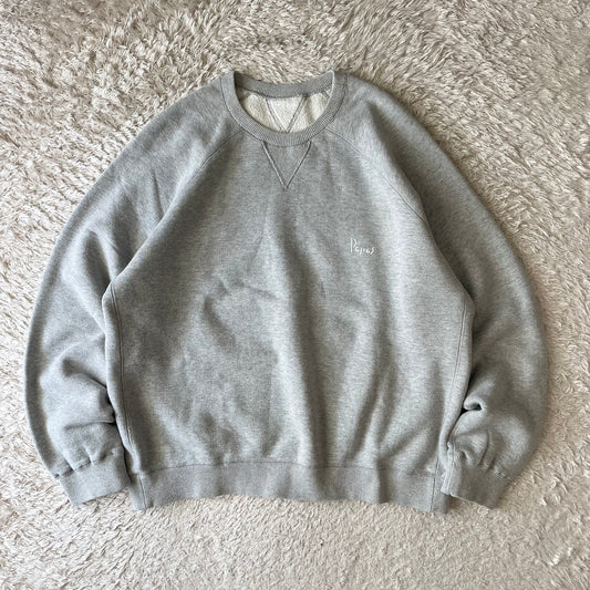 パパス 美品 PAPAS ラグランスリーブ スウェット 両V M グレ
