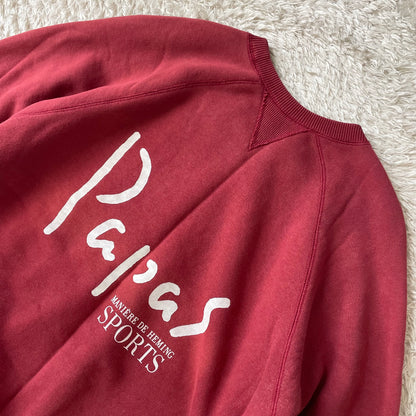 パパス 美品 PAPAS 両V ラグランスリーブ スウェット M ボルドー