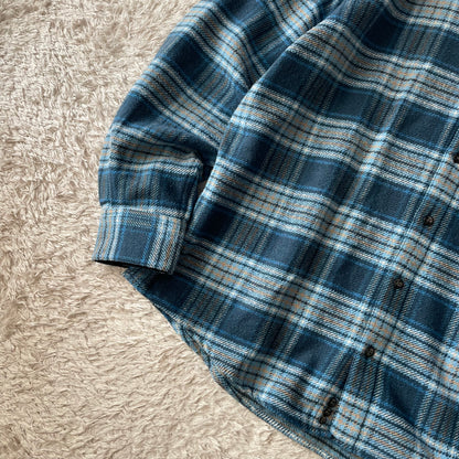 パパス 美品 PAPAS ネルシャツ L 青チェック