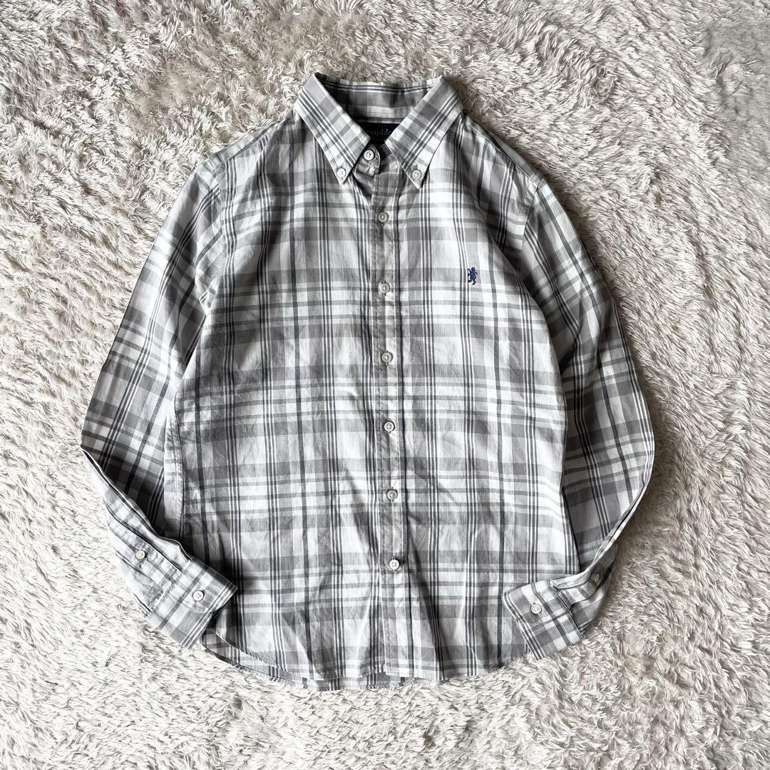 ジムフレックス 美品 gymphlex 長袖シャツ 12 グレー チェック