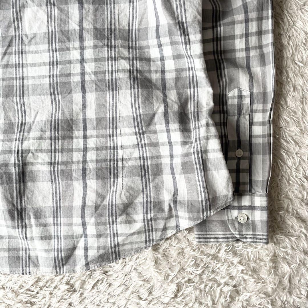 ジムフレックス 美品 gymphlex 長袖シャツ 12 グレー チェック