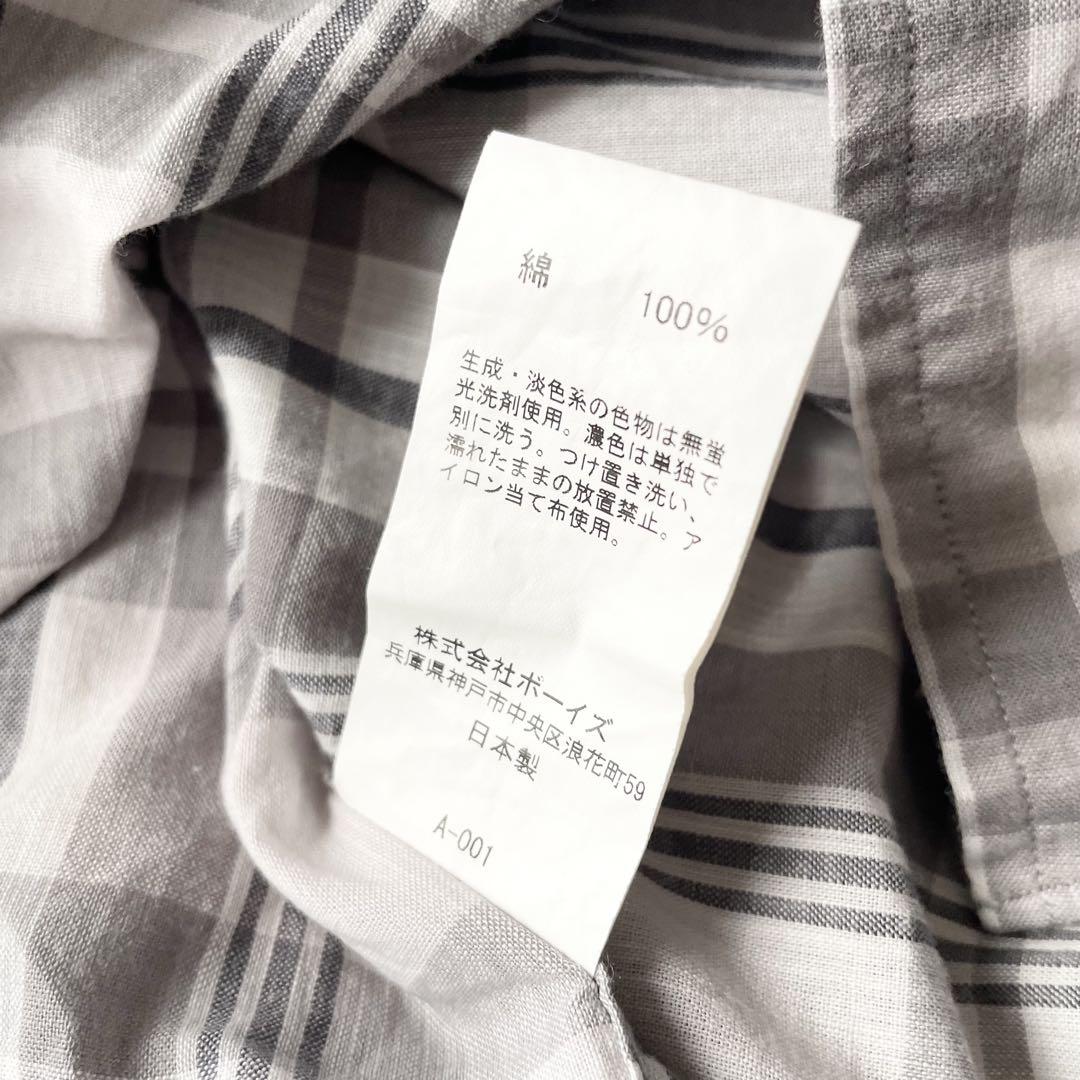 ジムフレックス 美品 gymphlex 長袖シャツ 12 グレー チェック