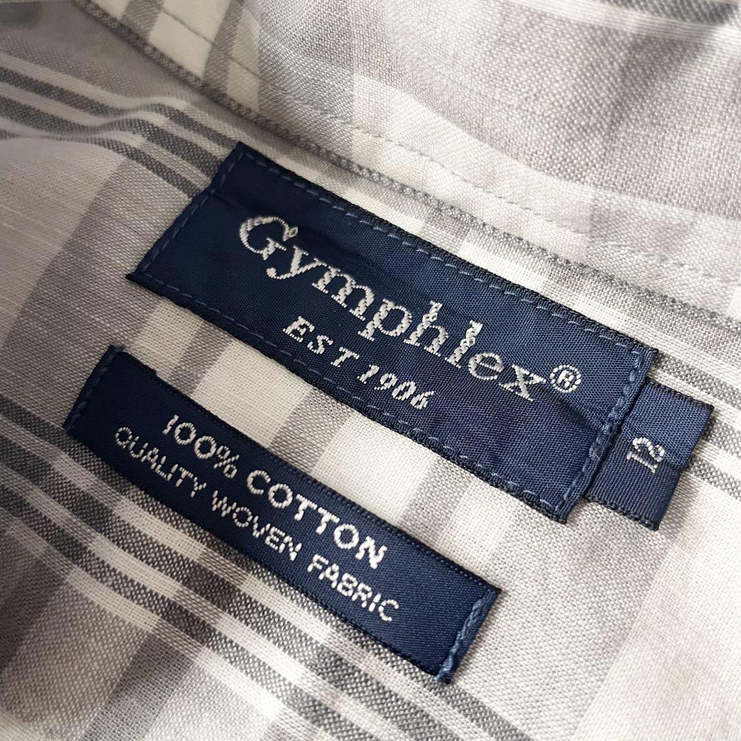 ジムフレックス 美品 gymphlex 長袖シャツ 12 グレー チェック