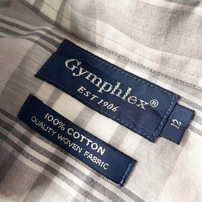 ジムフレックス 美品 gymphlex 長袖シャツ 12 グレー チェック