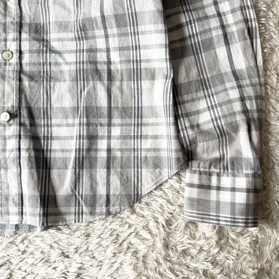 ジムフレックス 美品 gymphlex 長袖シャツ 12 グレー チェック