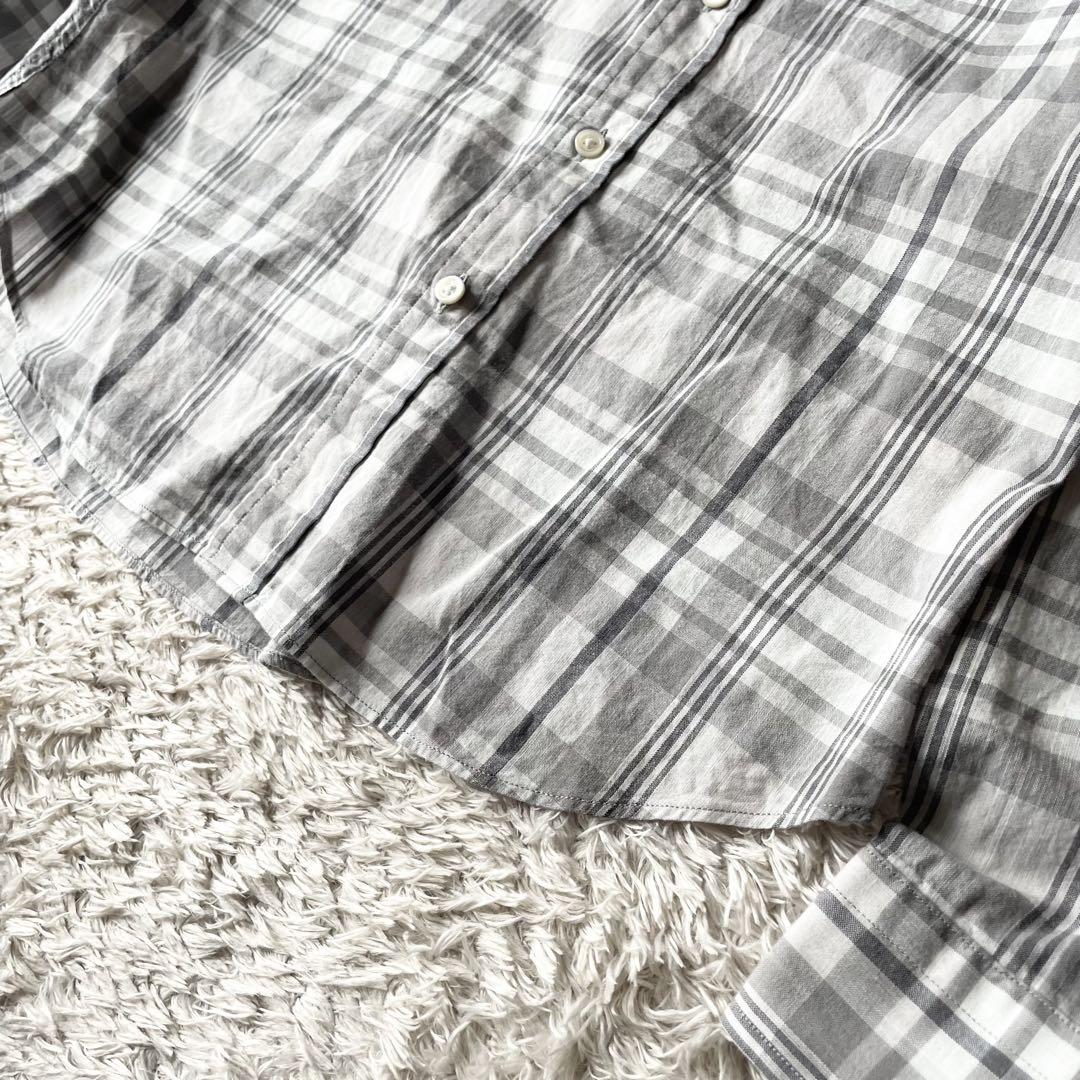 ジムフレックス 美品 gymphlex 長袖シャツ 12 グレー チェック