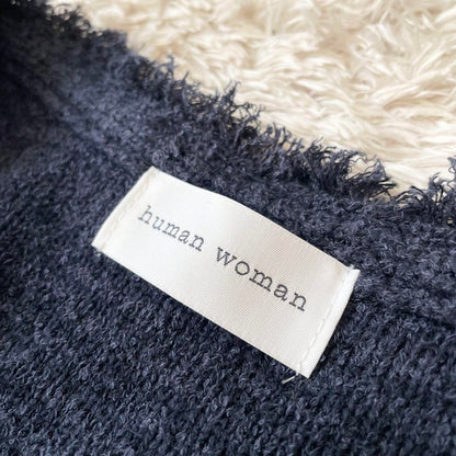 ヒューマンウーマン 極美品 コットンパイルジャケット M ネイビー
