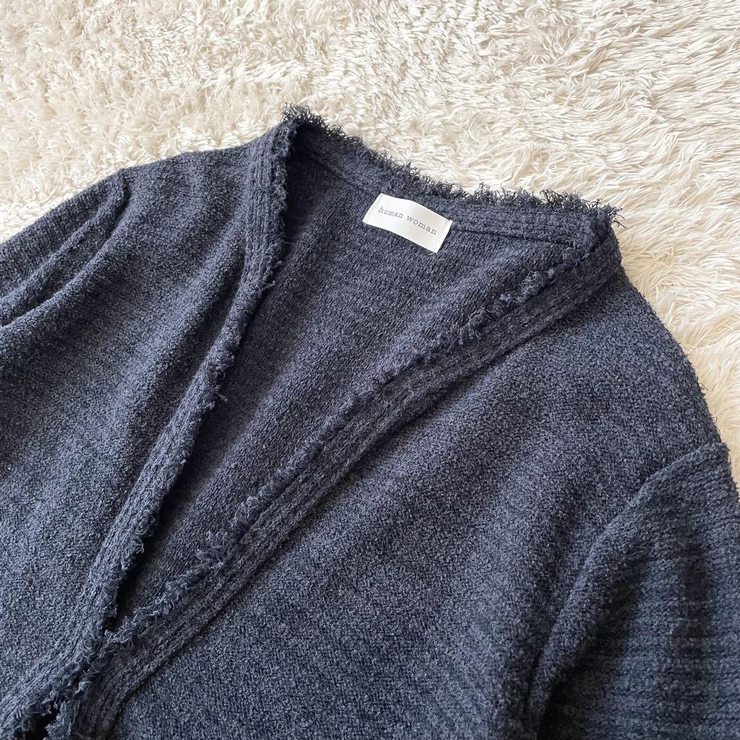 ヒューマンウーマン 極美品 コットンパイルジャケット M ネイビー