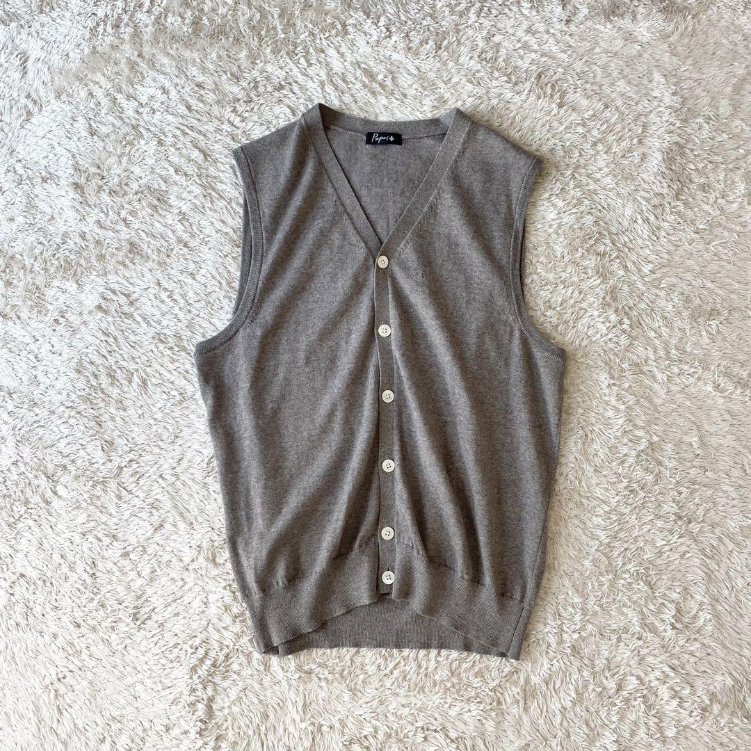 パパス 極美品 PAPAS + ニットベスト M ブラウン