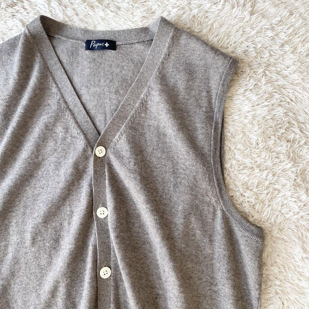 パパス 極美品 PAPAS + ニットベスト M ブラウン