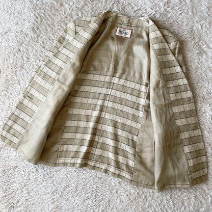 ヘルノ 美品 herno シルク ノーカラージャケット 46