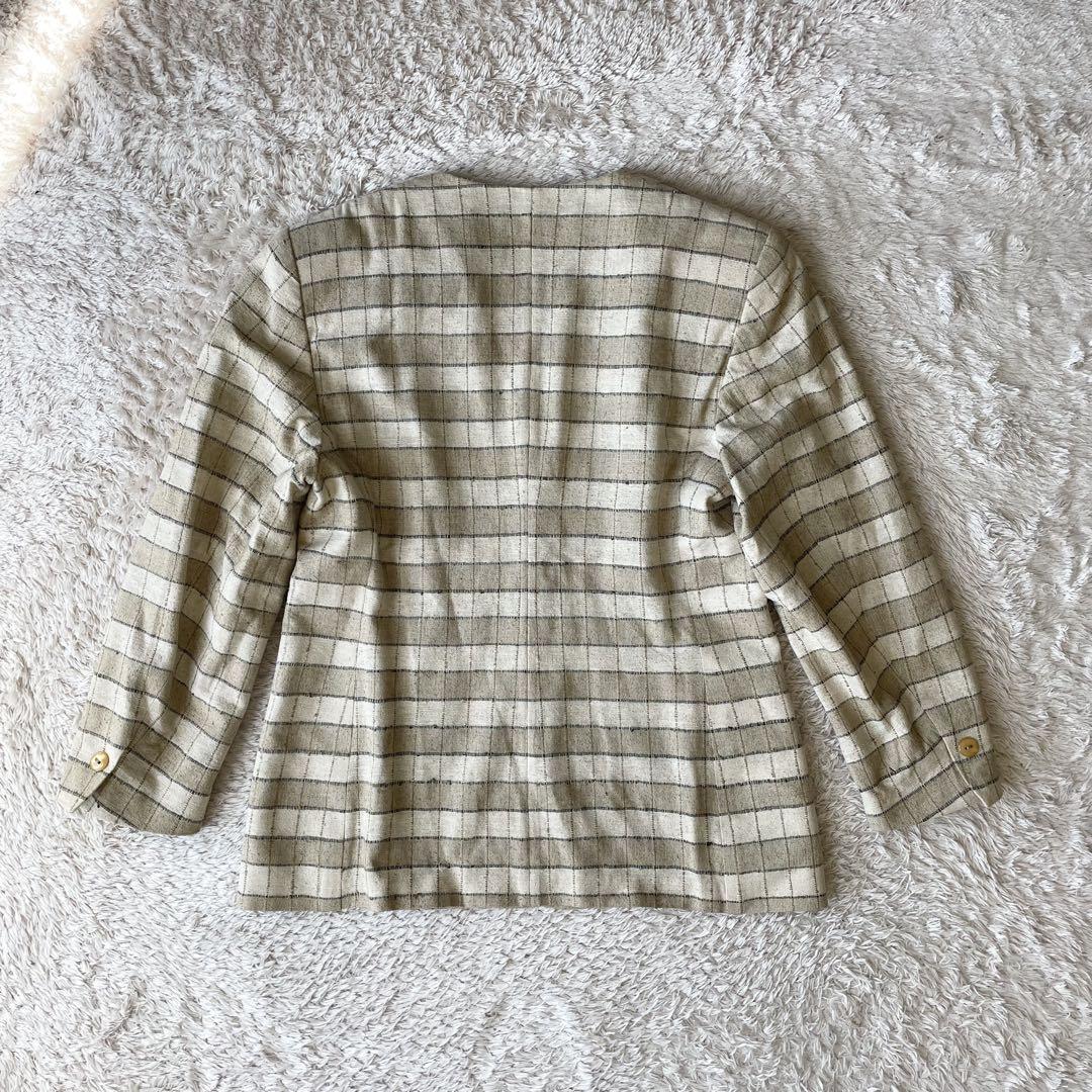 ヘルノ 美品 herno シルク ノーカラージャケット 46