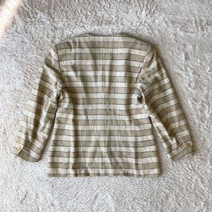 ヘルノ 美品 herno シルク ノーカラージャケット 46