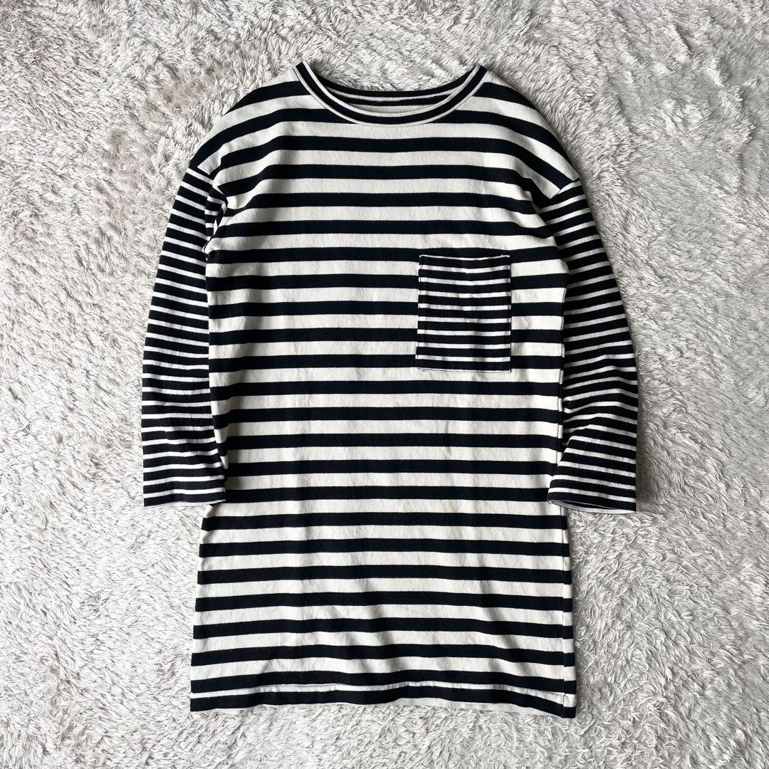 ロンハーマン 美品 L/S コットンボーダー ワンピース 長袖 S 白黒