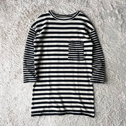 ロンハーマン 美品 L/S コットンボーダー ワンピース 長袖 S 白黒