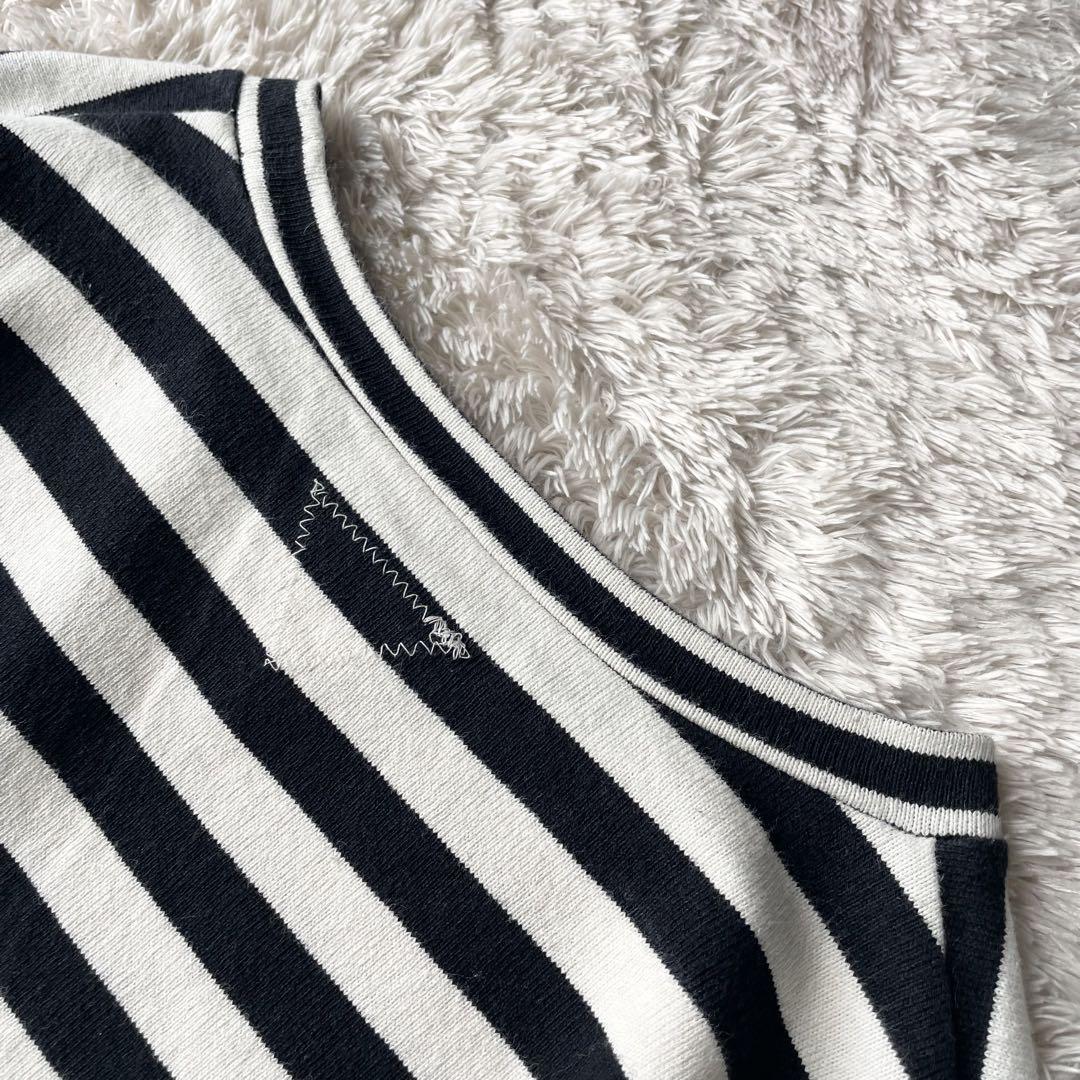 ロンハーマン 美品 L/S コットンボーダー ワンピース 長袖 S 白黒