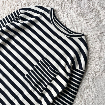 ロンハーマン 美品 L/S コットンボーダー ワンピース 長袖 S 白黒