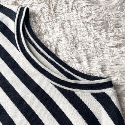 ロンハーマン 美品 L/S コットンボーダー ワンピース 長袖 S 白黒