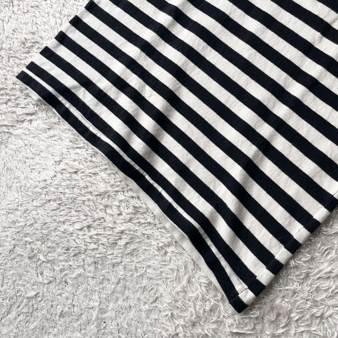 ロンハーマン 美品 L/S コットンボーダー ワンピース 長袖 S 白黒