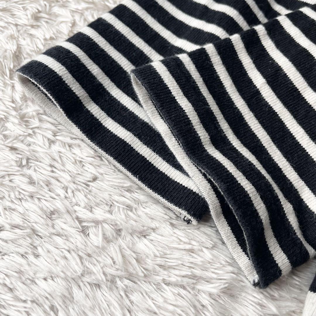 ロンハーマン 美品 L/S コットンボーダー ワンピース 長袖 S 白黒