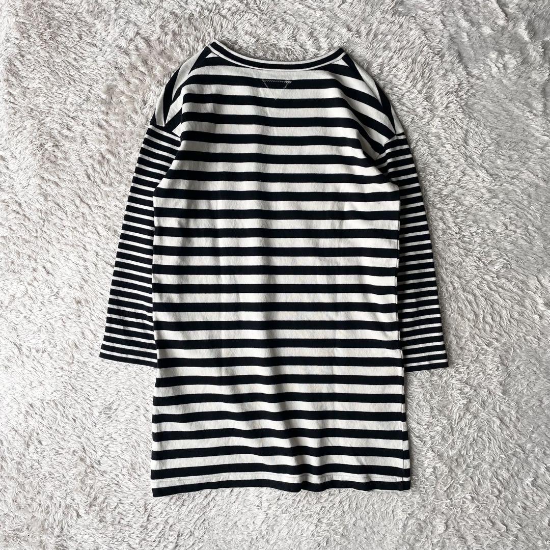 ロンハーマン 美品 L/S コットンボーダー ワンピース 長袖 S 白黒