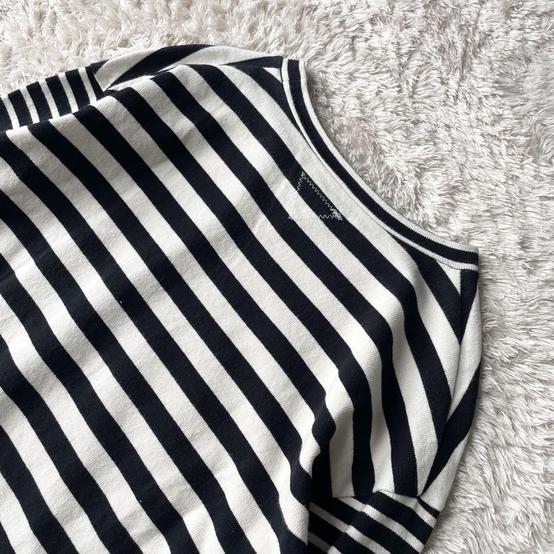 ロンハーマン 美品 L/S コットンボーダー ワンピース 長袖 S 白黒