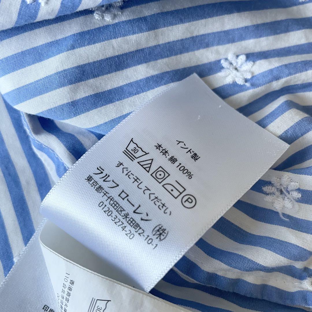 ラルフローレン 極美品 現行 カットワーク ブラウス 16 ストライプ