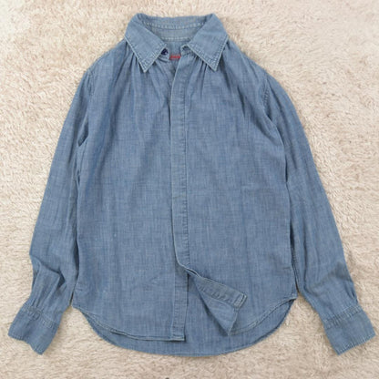 45R ネックギャザー デニムシャツ 2 インディゴ