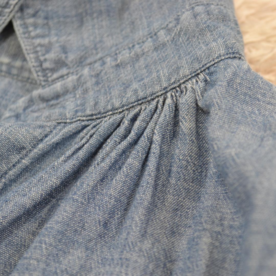 45R ネックギャザー デニムシャツ 2 インディゴ