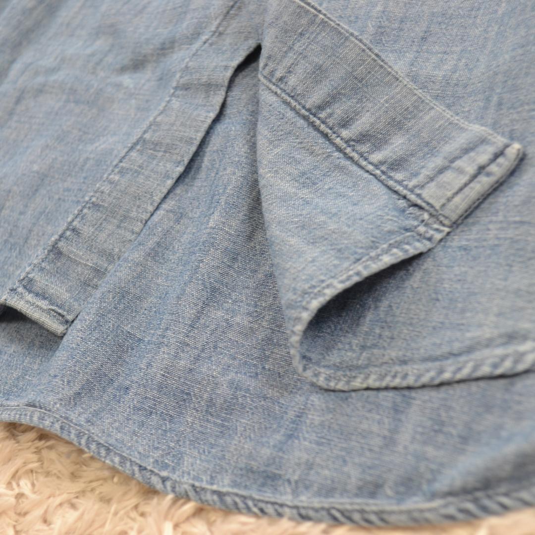 45R ネックギャザー デニムシャツ 2 インディゴ