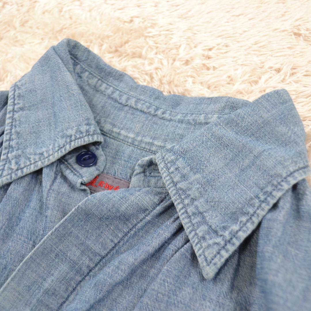 45R ネックギャザー デニムシャツ 2 インディゴ