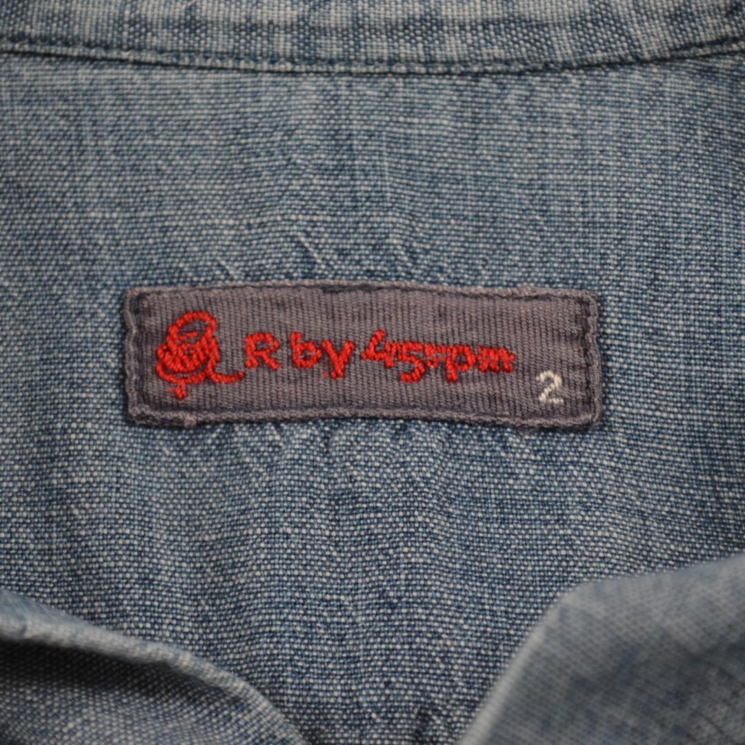 45R ネックギャザー デニムシャツ 2 インディゴ