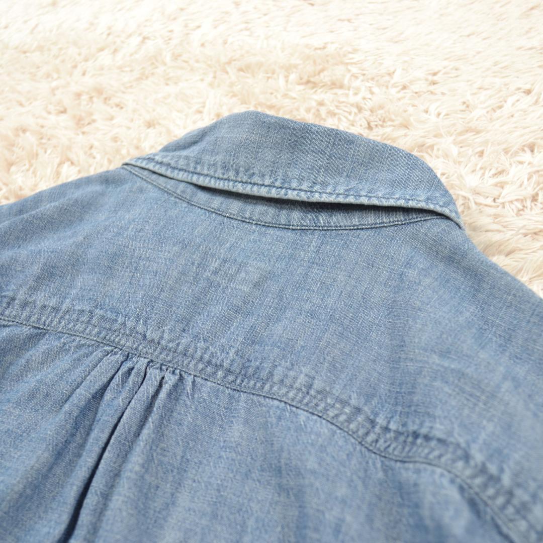 45R ネックギャザー デニムシャツ 2 インディゴ