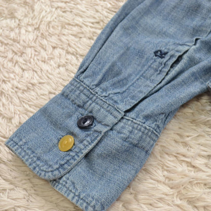 45R ネックギャザー デニムシャツ 2 インディゴ