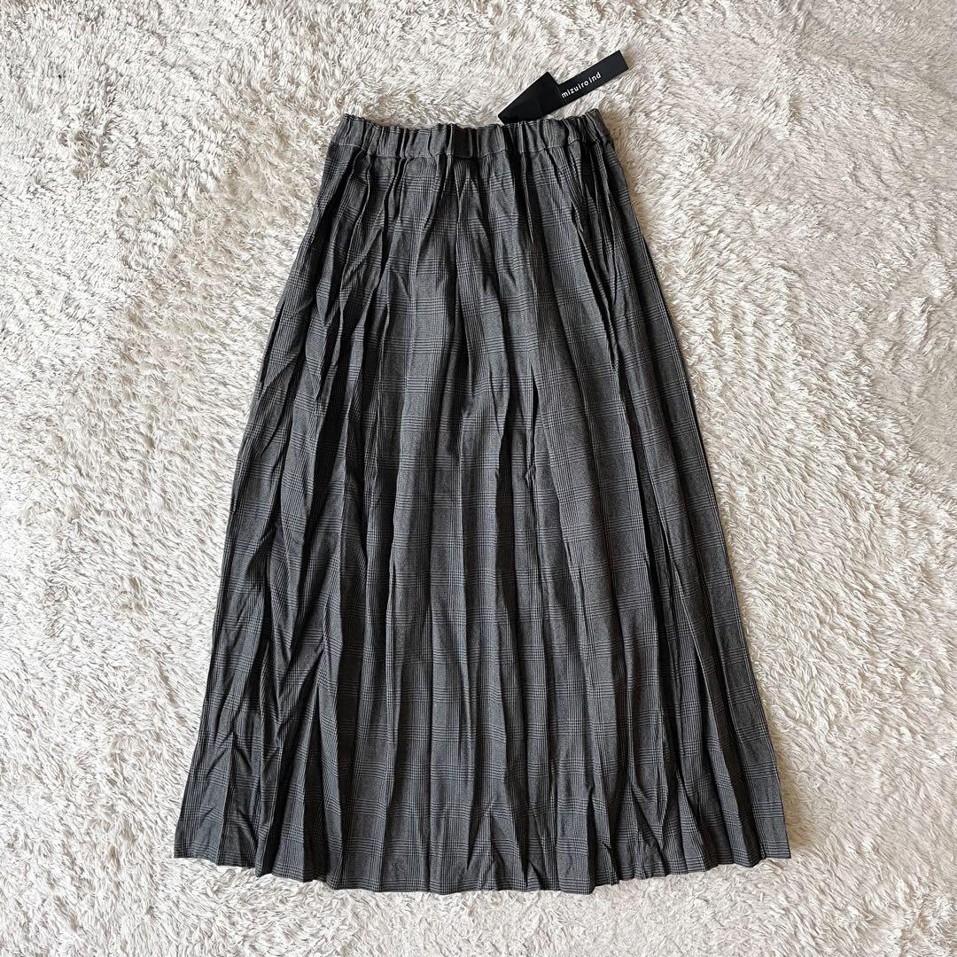 ミズイロインド 新品タグ付 mizuiro ind ワッシャスカート 千鳥格子