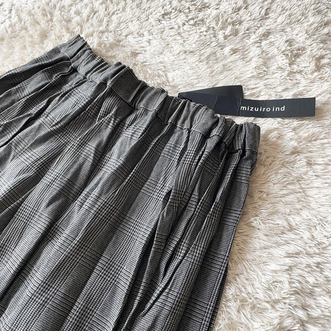 ミズイロインド 新品タグ付 mizuiro ind ワッシャスカート 千鳥格子