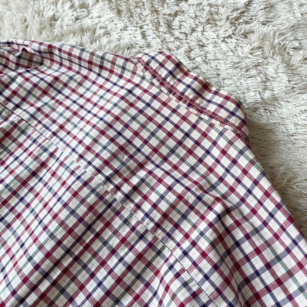 パパス 美品 90s papas チェックシャツ L 赤白