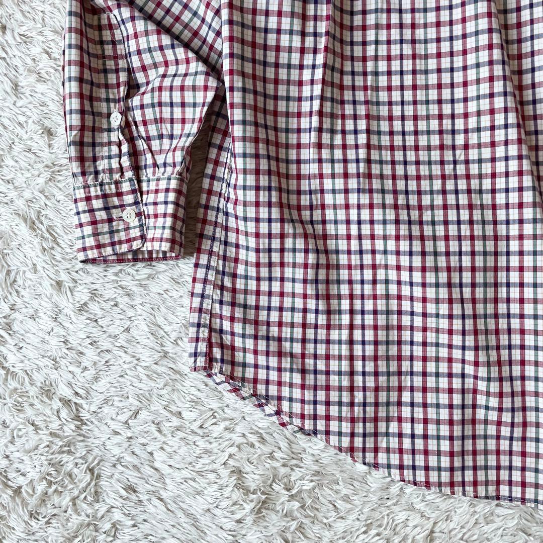 パパス 美品 90s papas チェックシャツ L 赤白