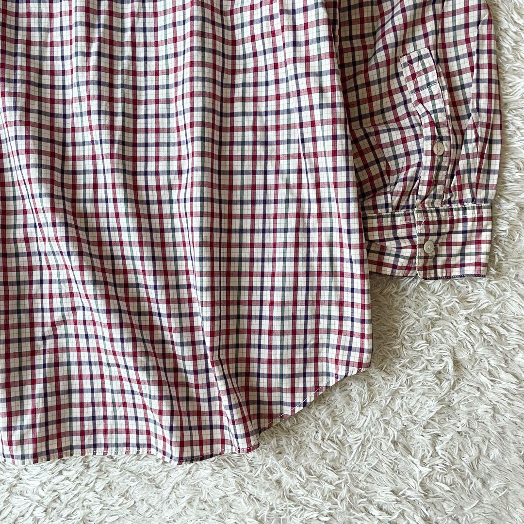 パパス 美品 90s papas チェックシャツ L 赤白