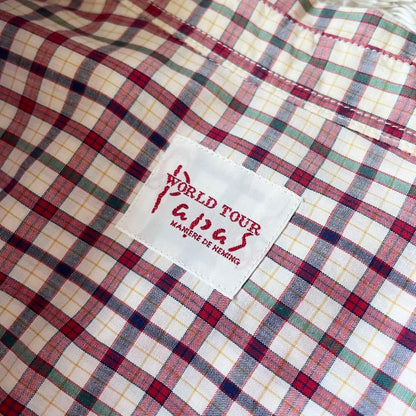 パパス 美品 90s papas チェックシャツ L 赤白