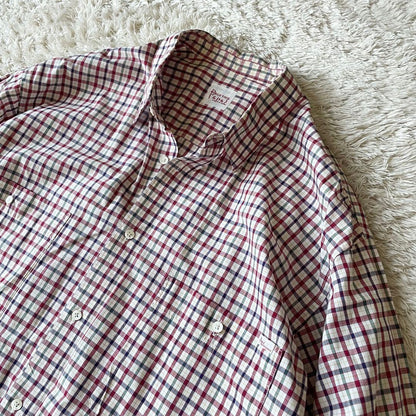 パパス 美品 90s papas チェックシャツ L 赤白