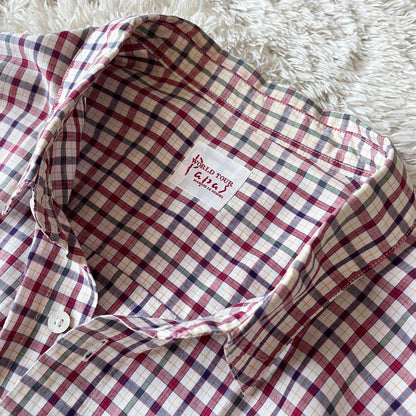 パパス 美品 90s papas チェックシャツ L 赤白