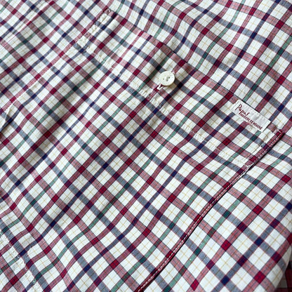 パパス 美品 90s papas チェックシャツ L 赤白
