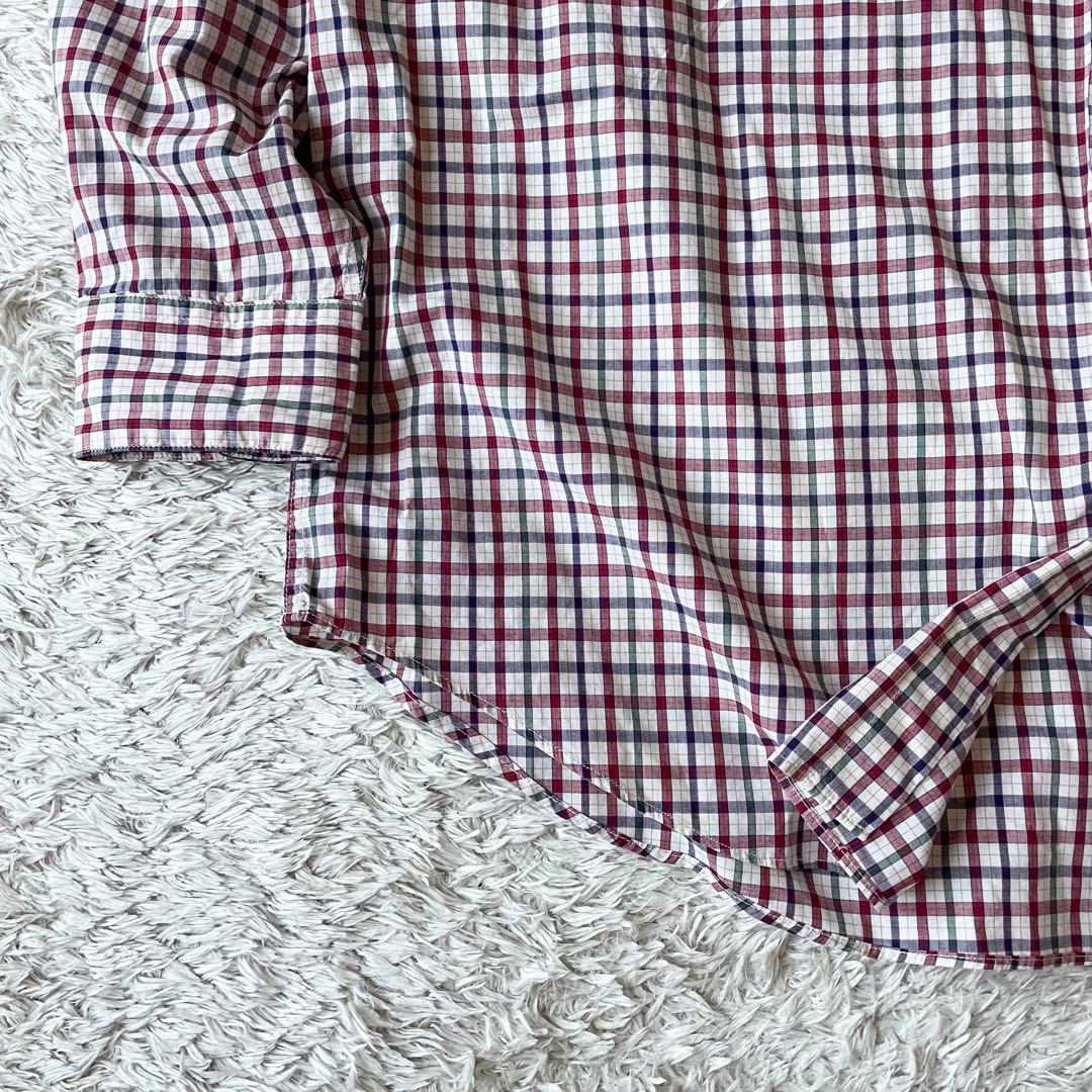 パパス 美品 90s papas チェックシャツ L 赤白