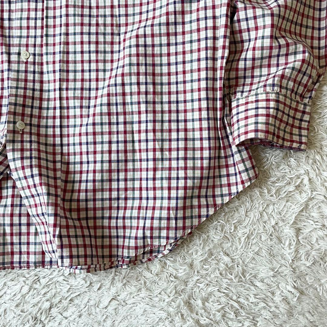 パパス 美品 90s papas チェックシャツ L 赤白