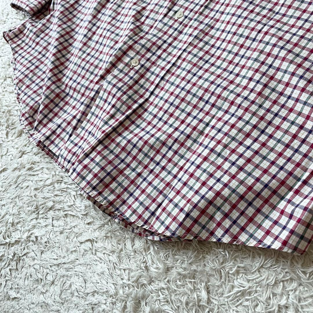 パパス 美品 90s papas チェックシャツ L 赤白